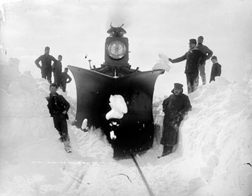 Clearing the tracks of the Hancock & Calumet Railroad